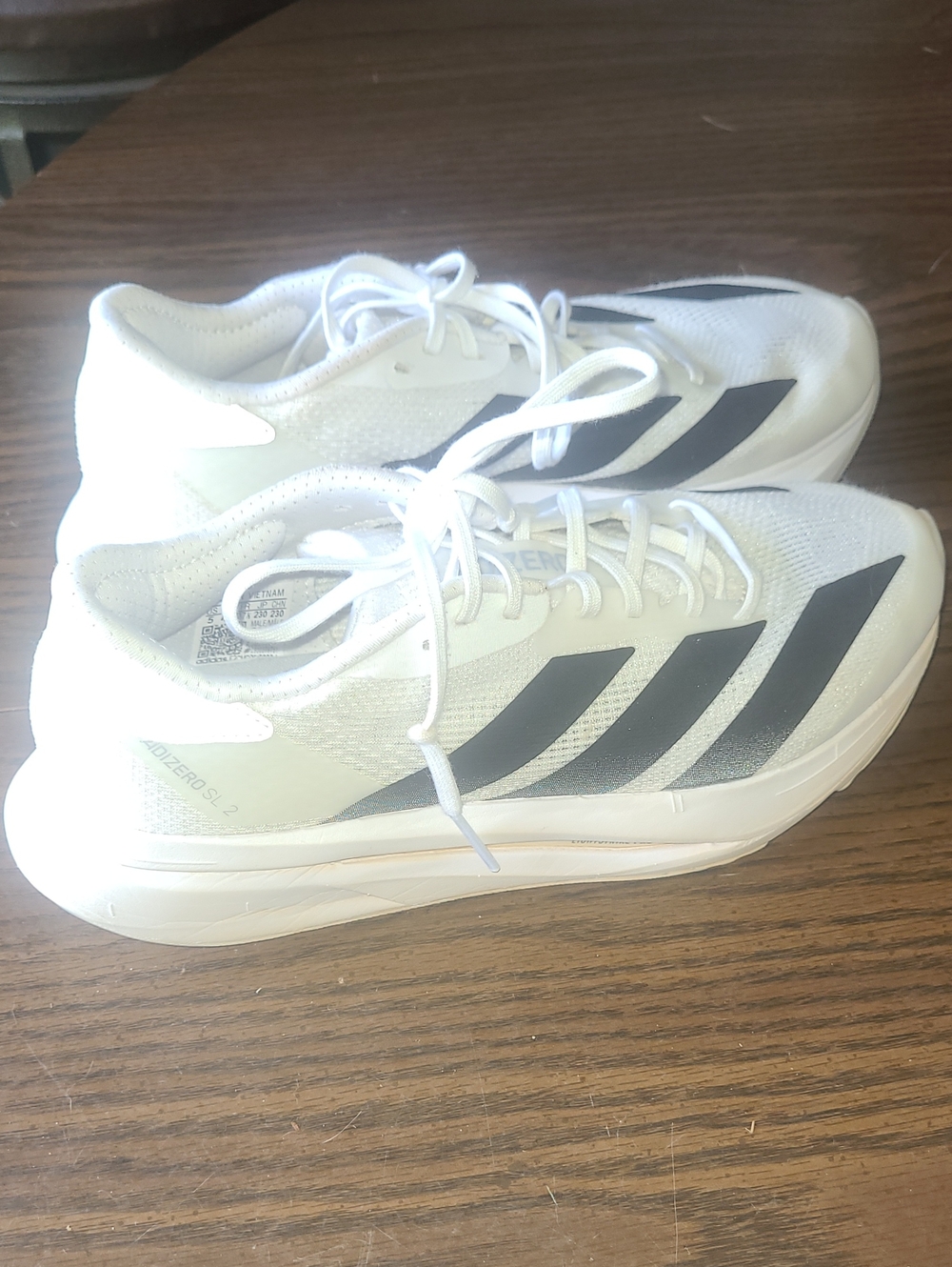 Adidas Adizero SL 2 Shoes White Blk Road Running Athletic Sneakers Women's 5